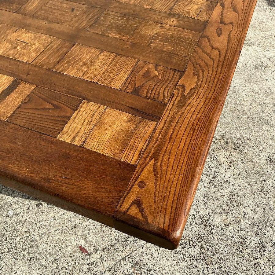 Tavolo da fattoria in parquet vintage Boho in vendita 1
