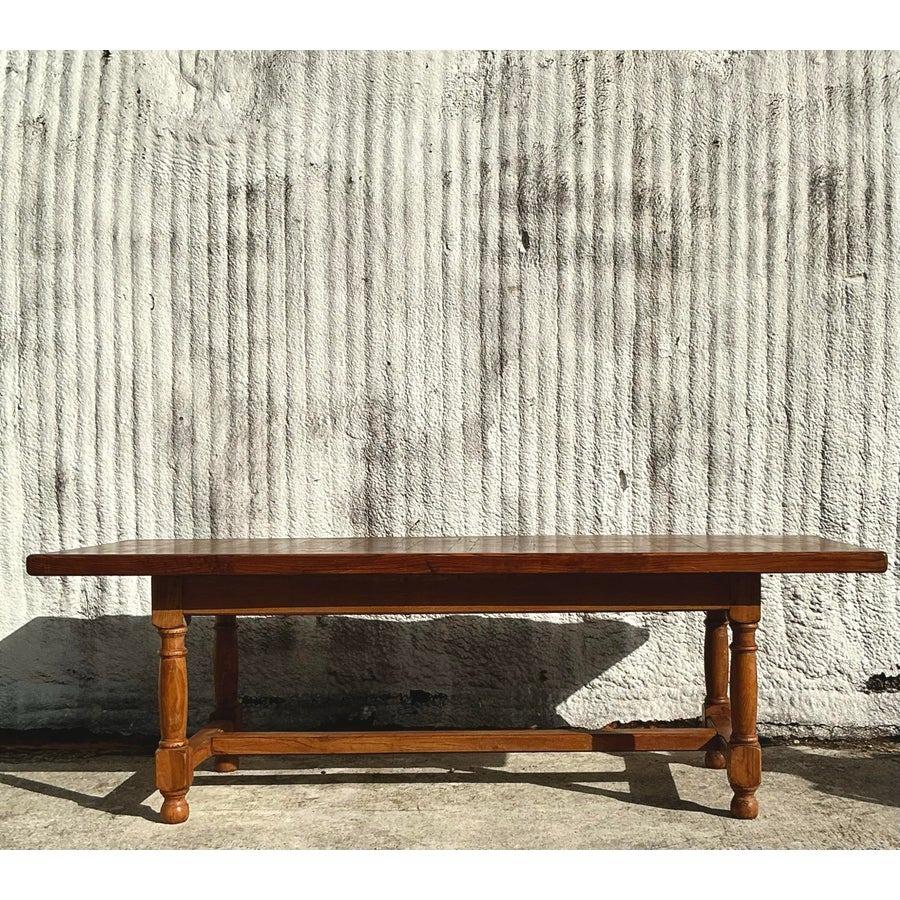 Tavolo da fattoria in parquet vintage Boho in vendita 2