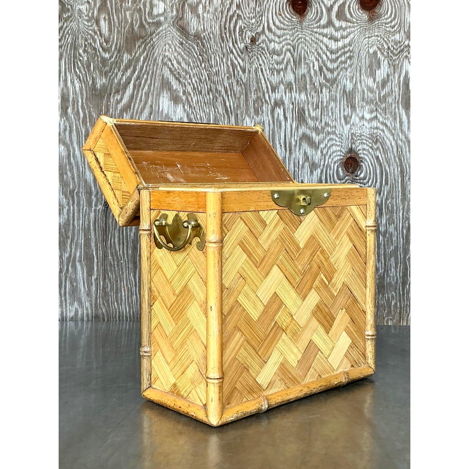 Boho Parquet Rattan à couvercle en vente 5