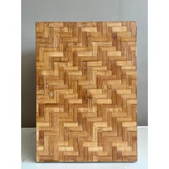 Vintage Boho Parquet Rattan Pedestal