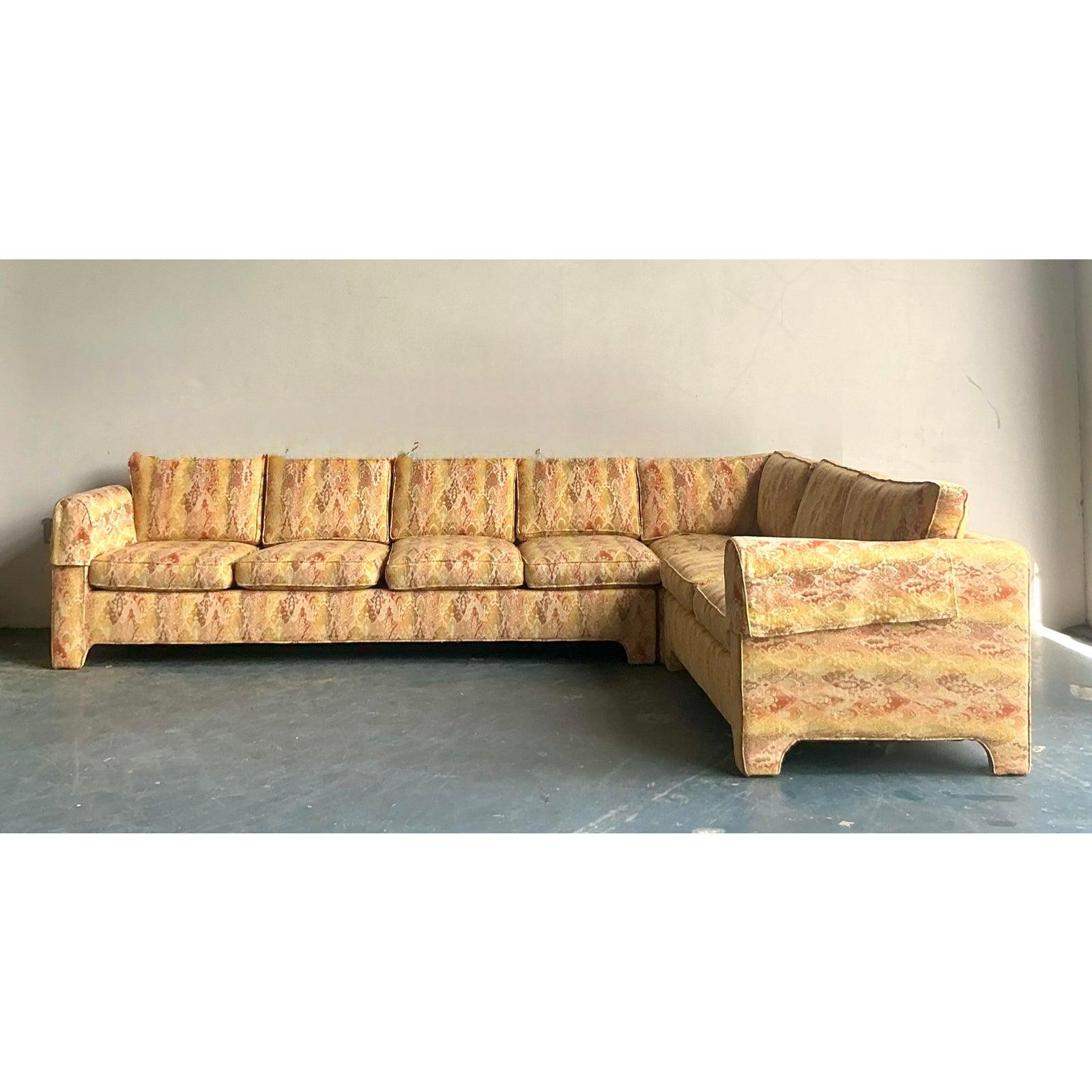 Vintage Boho Parsons Sectional Sofa For Sale 5