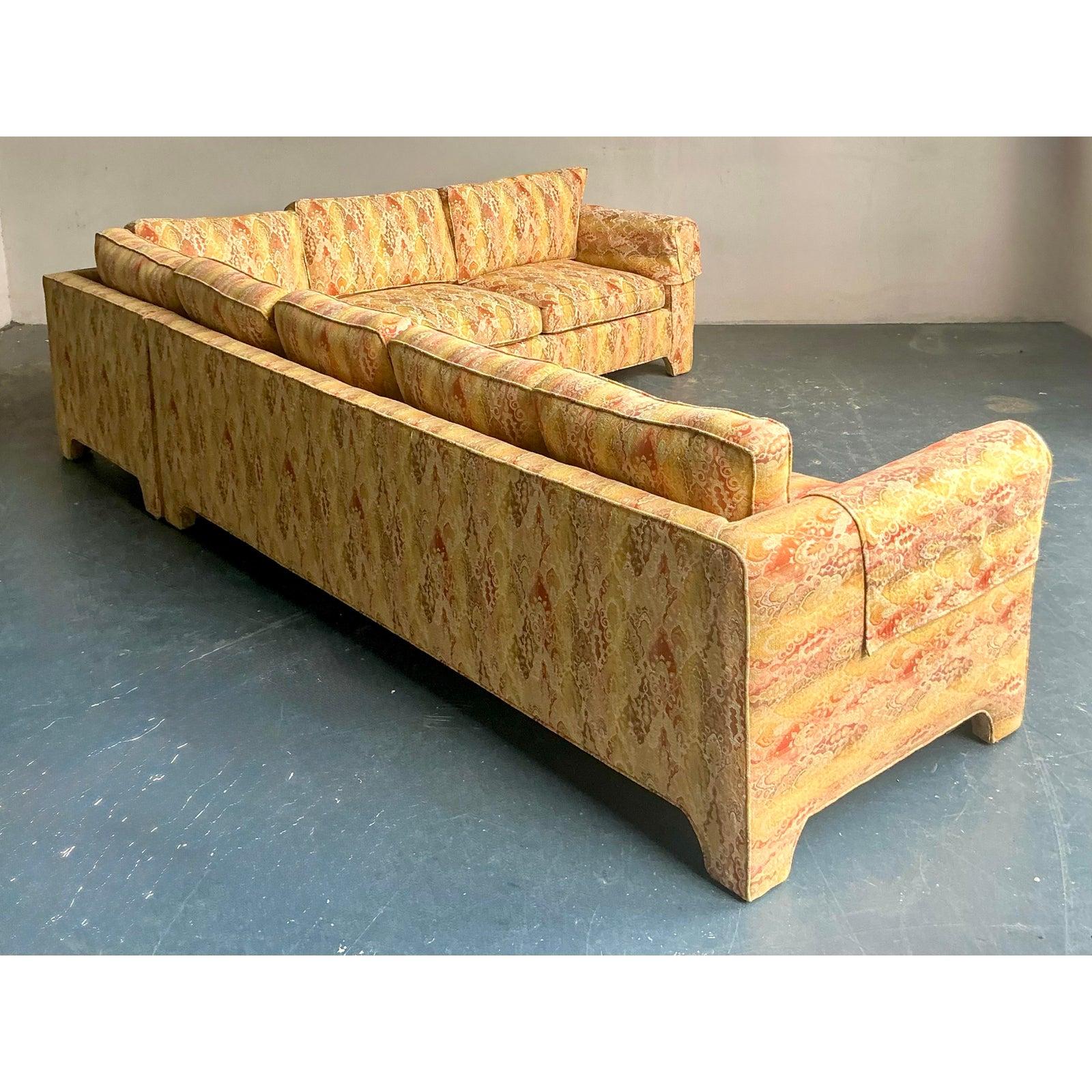 20th Century Vintage Boho Parsons Sectional Sofa For Sale