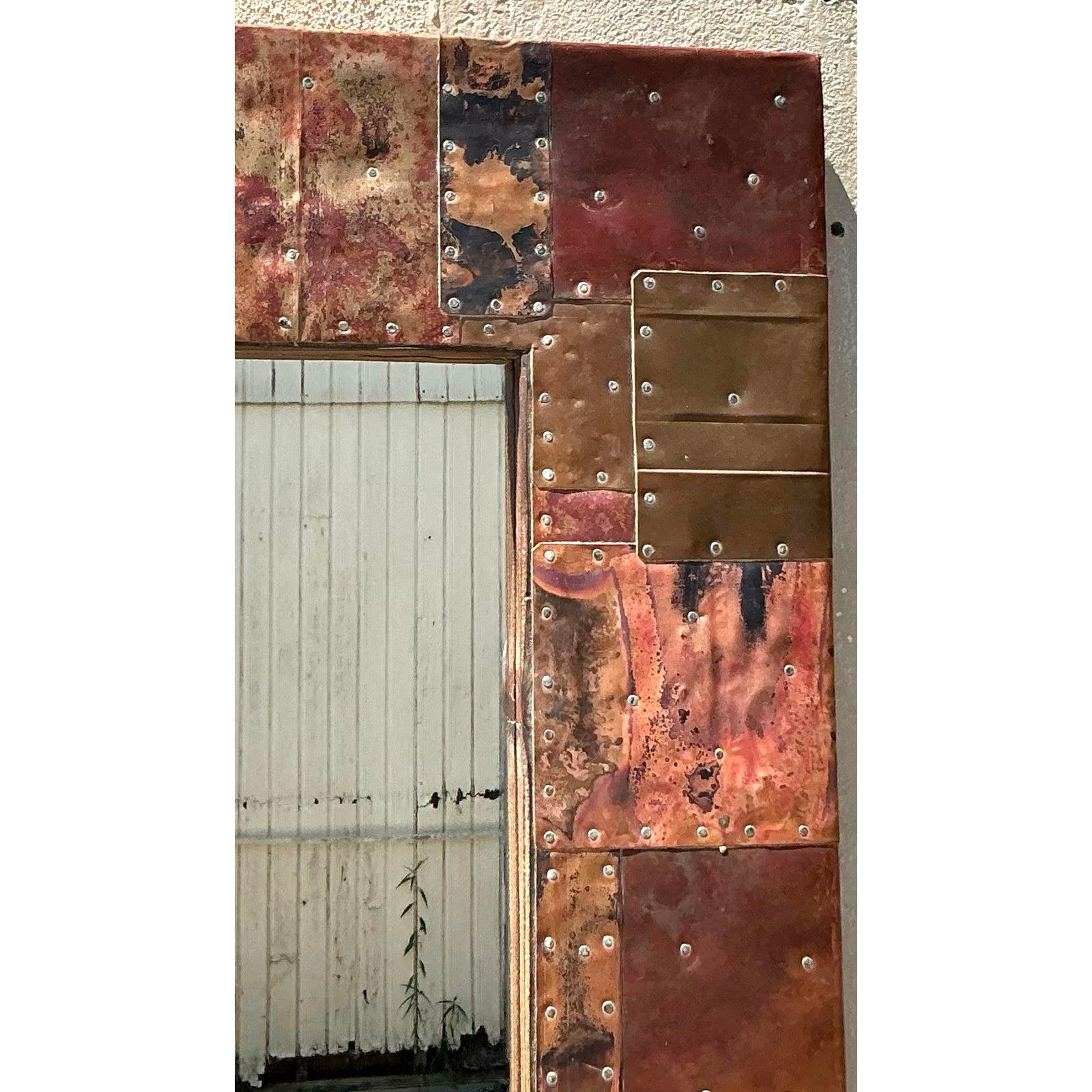 Americano Specchio vintage in metallo patchwork Boho in vendita