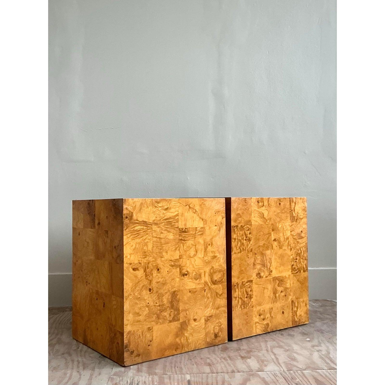 20th Century Vintage Boho Patchwork Pedestals - A Pair For Sale