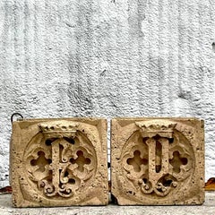 Vintage Boho Patinated Architectural Elements - Set of 2