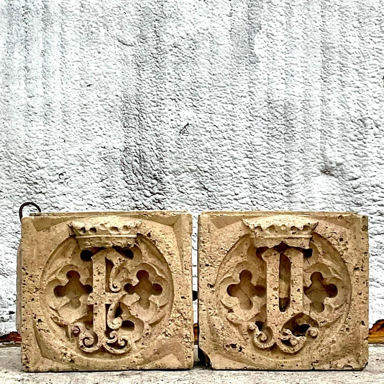 Vintage Boho Patinated Architectural Elements - Set of 2 For Sale 1