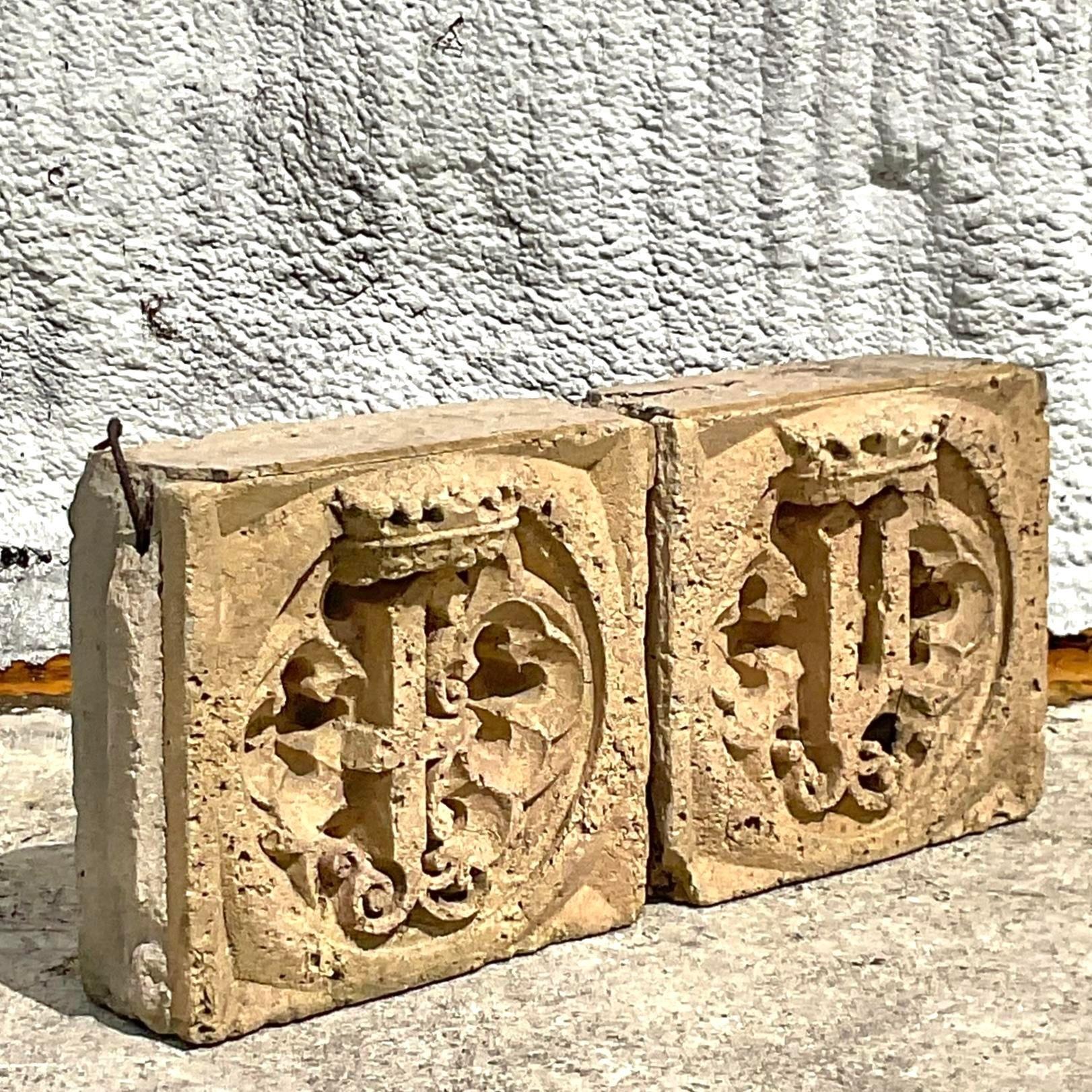 Vintage Boho Patinated Architectural Elements - Set of 2 For Sale 2