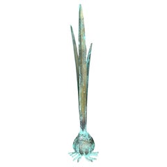 Vintage Boho Patinated Brass Flower Bulb