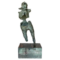 Escultura Figurativa Abstracta Vintage Boho de Bronce Patinado
