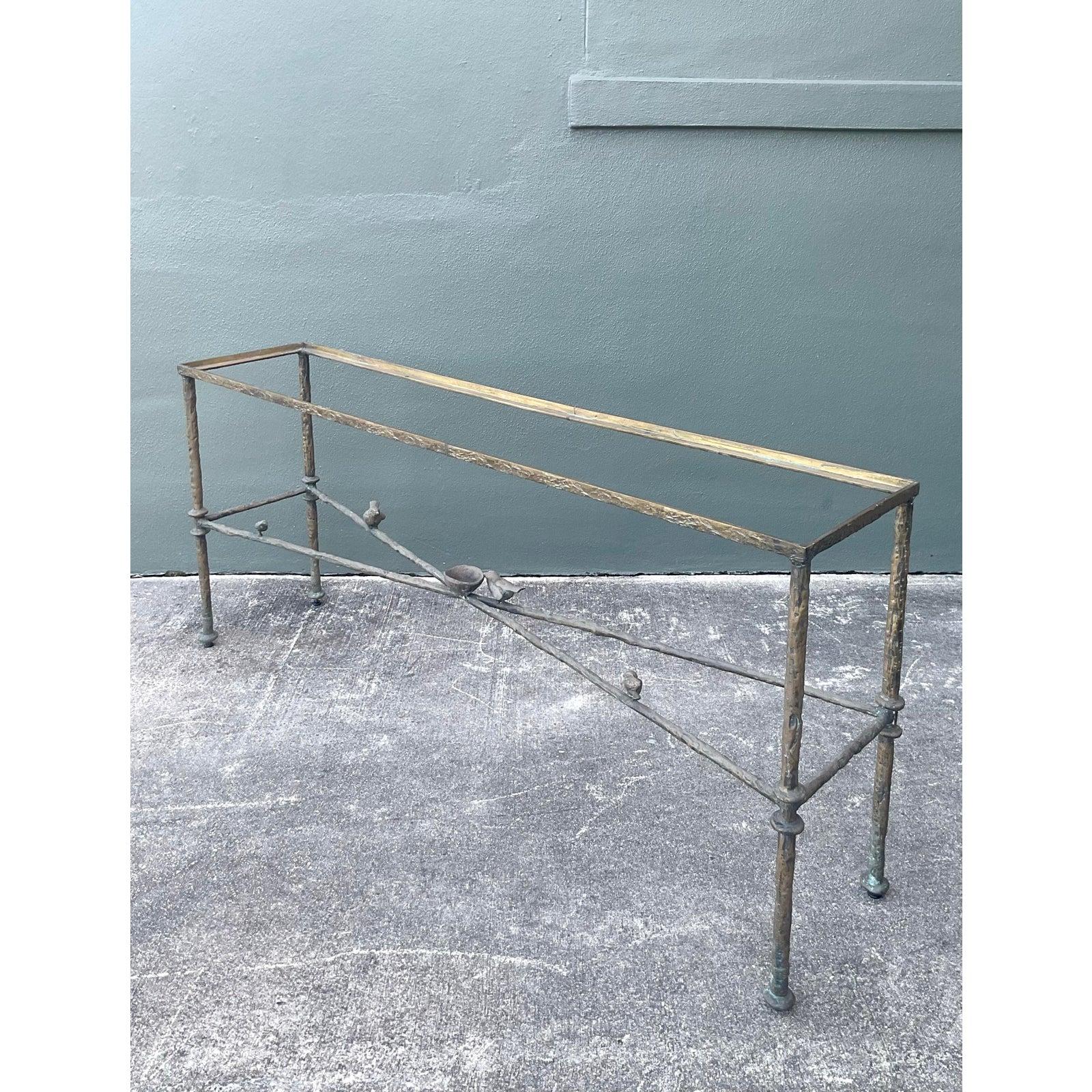 Vintage Boho Patinated Bronze Bird Console After Giacometti For Sale 3
