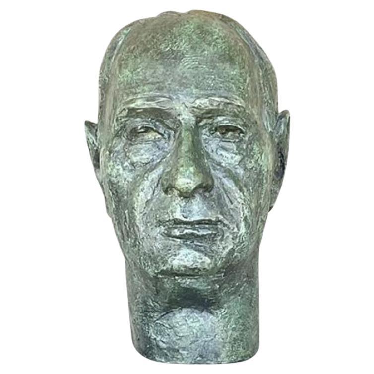 Vintage Boho Buste d'homme en bronze patiné
