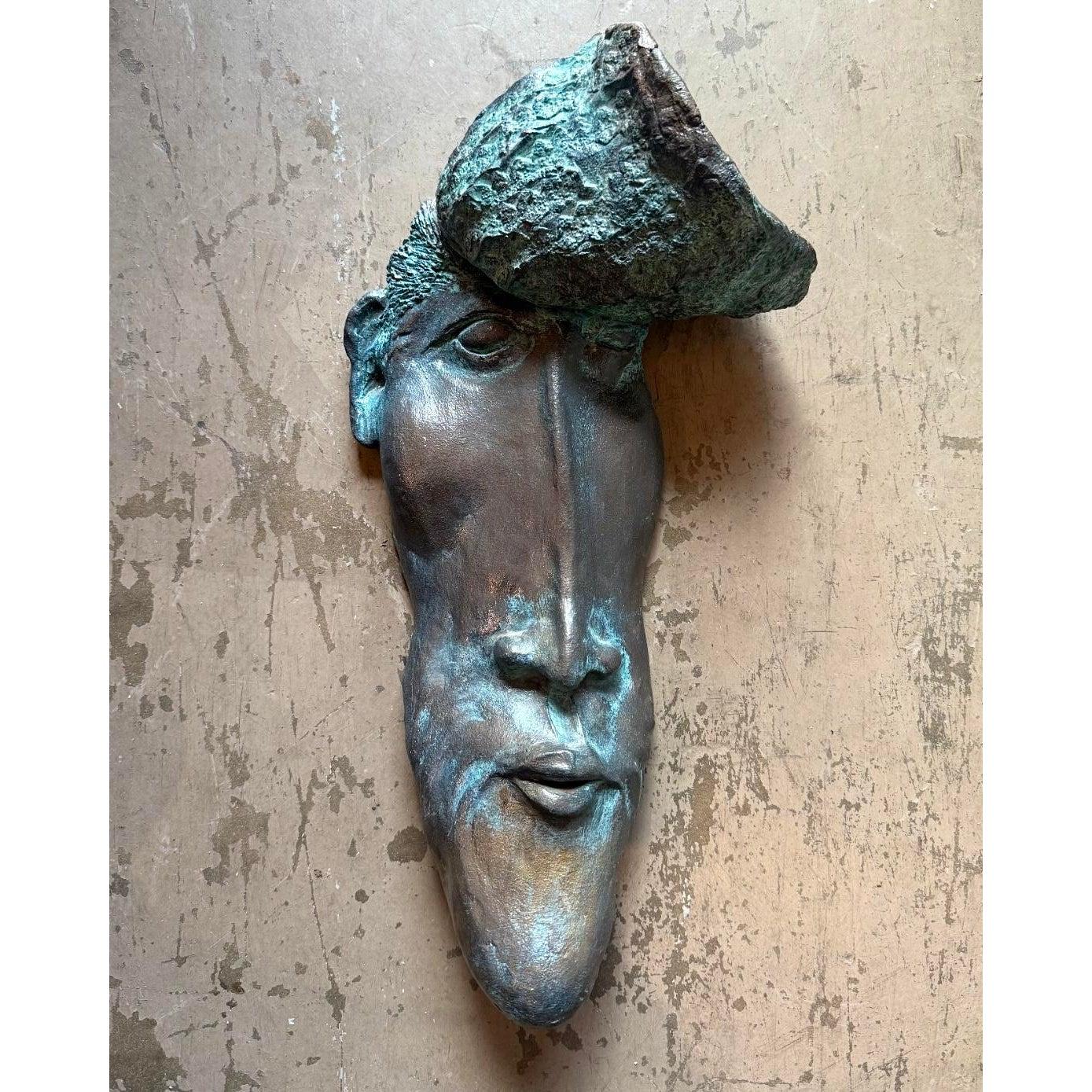 Vintage Boho patiniert Bronze Büste Wandskulptur (amerikanisch) im Angebot