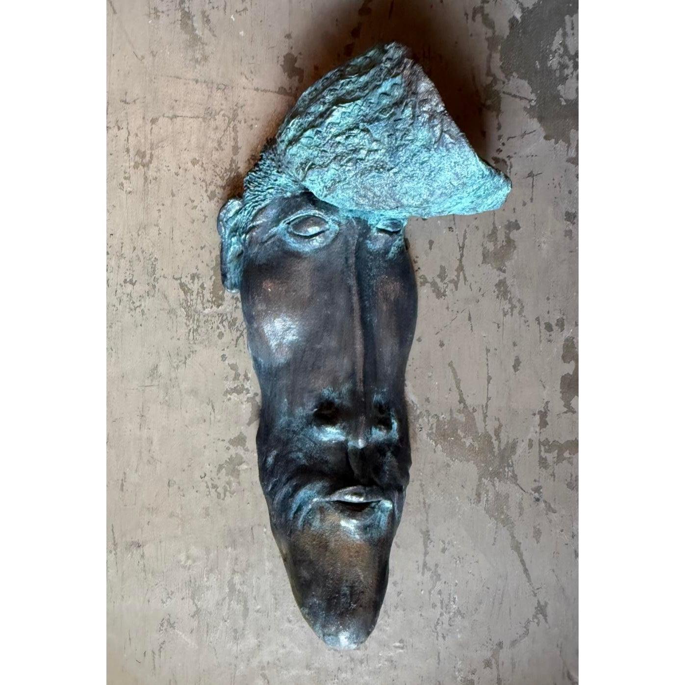 Vintage Boho patiniert Bronze Büste Wandskulptur im Zustand „Gut“ im Angebot in West Palm Beach, FL