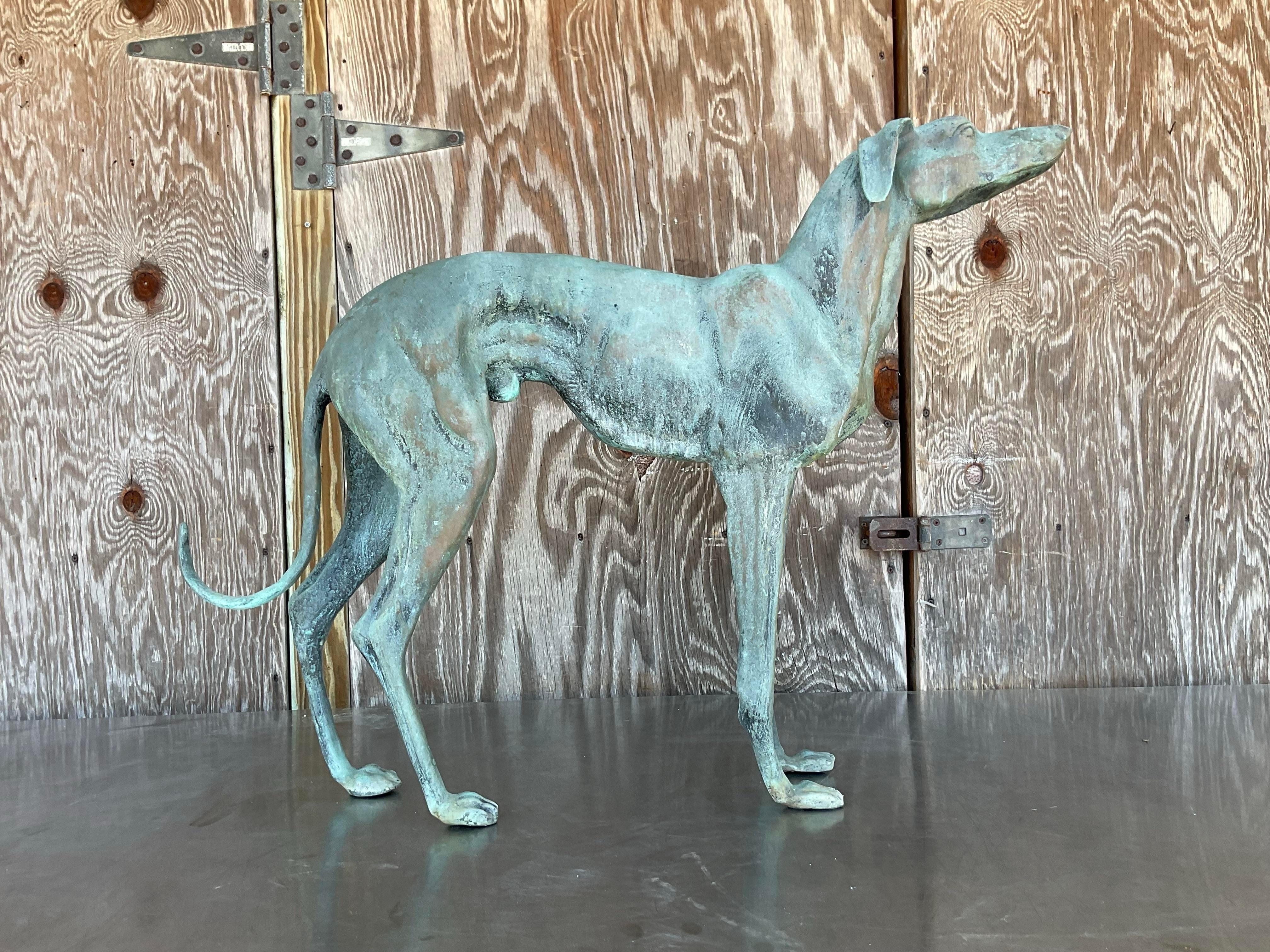 Mid-Century moderno Levriero d'epoca in bronzo patinato Boho in vendita