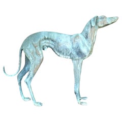 Vintage Boho Patinated Bronze Greyhound