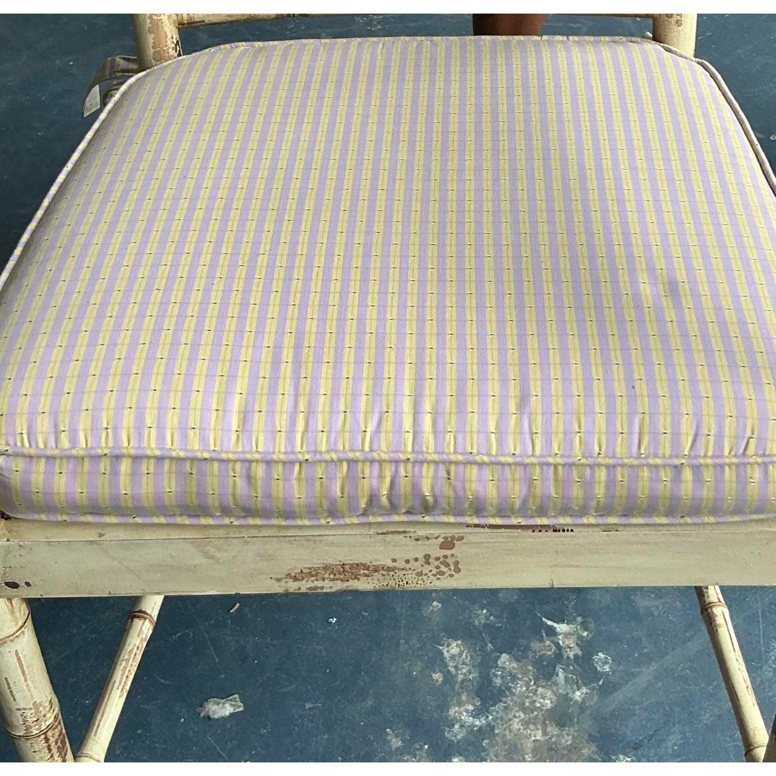 20th Century Vintage Boho Patinated Cane Arm Chairs - A Pair For Sale
