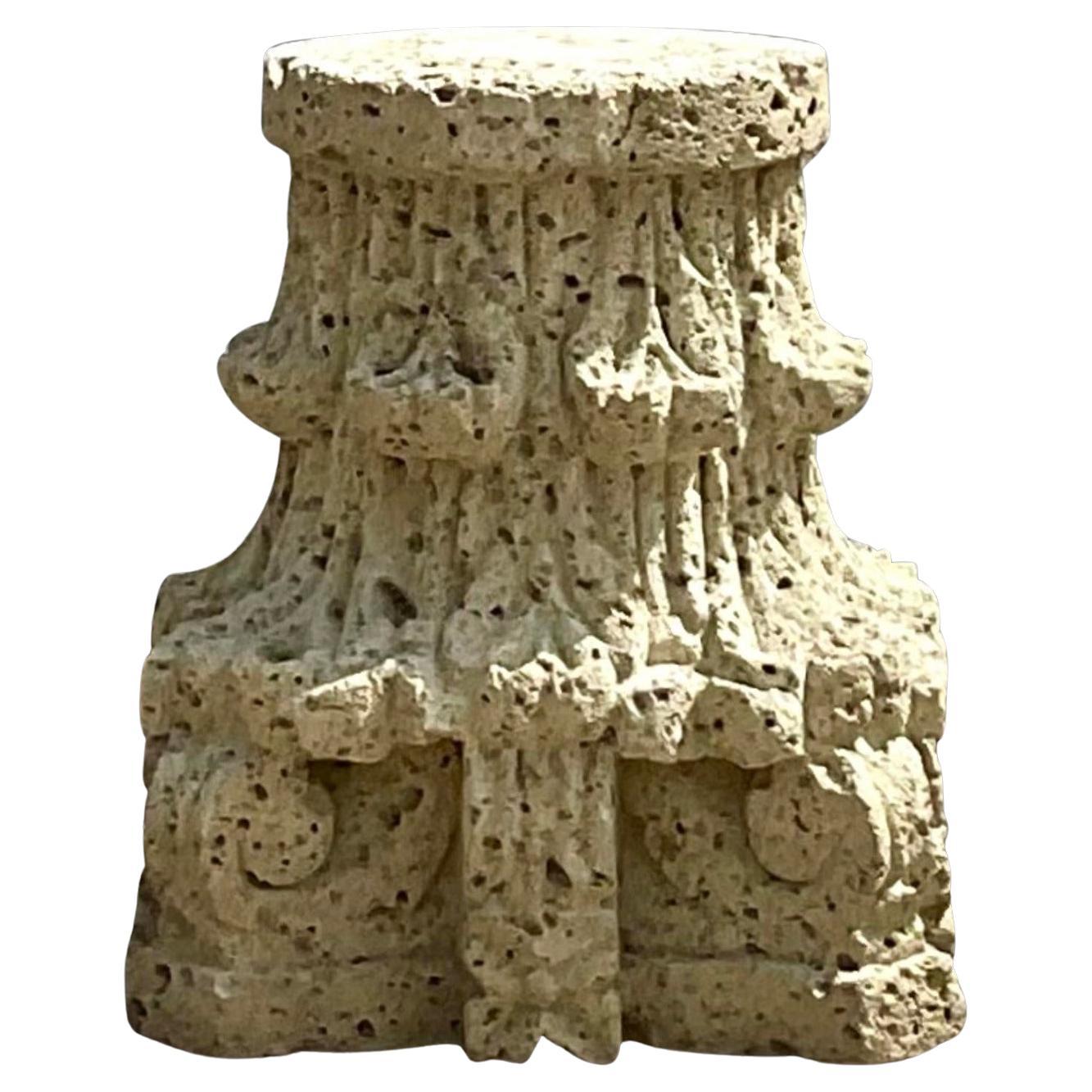 Vintage Boho patiniert gegossenen Stein architektonische Element Säule