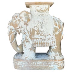 Tabouret bas éléphant vintage boho patiné en céramique