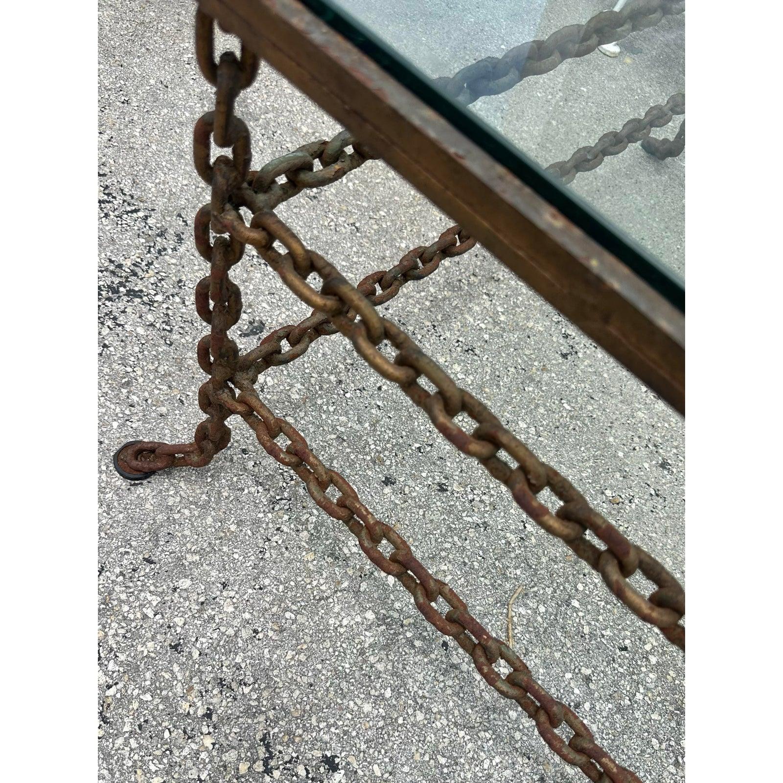 XX secolo Vintage Boho Patinated Chain Coffee Table in vendita