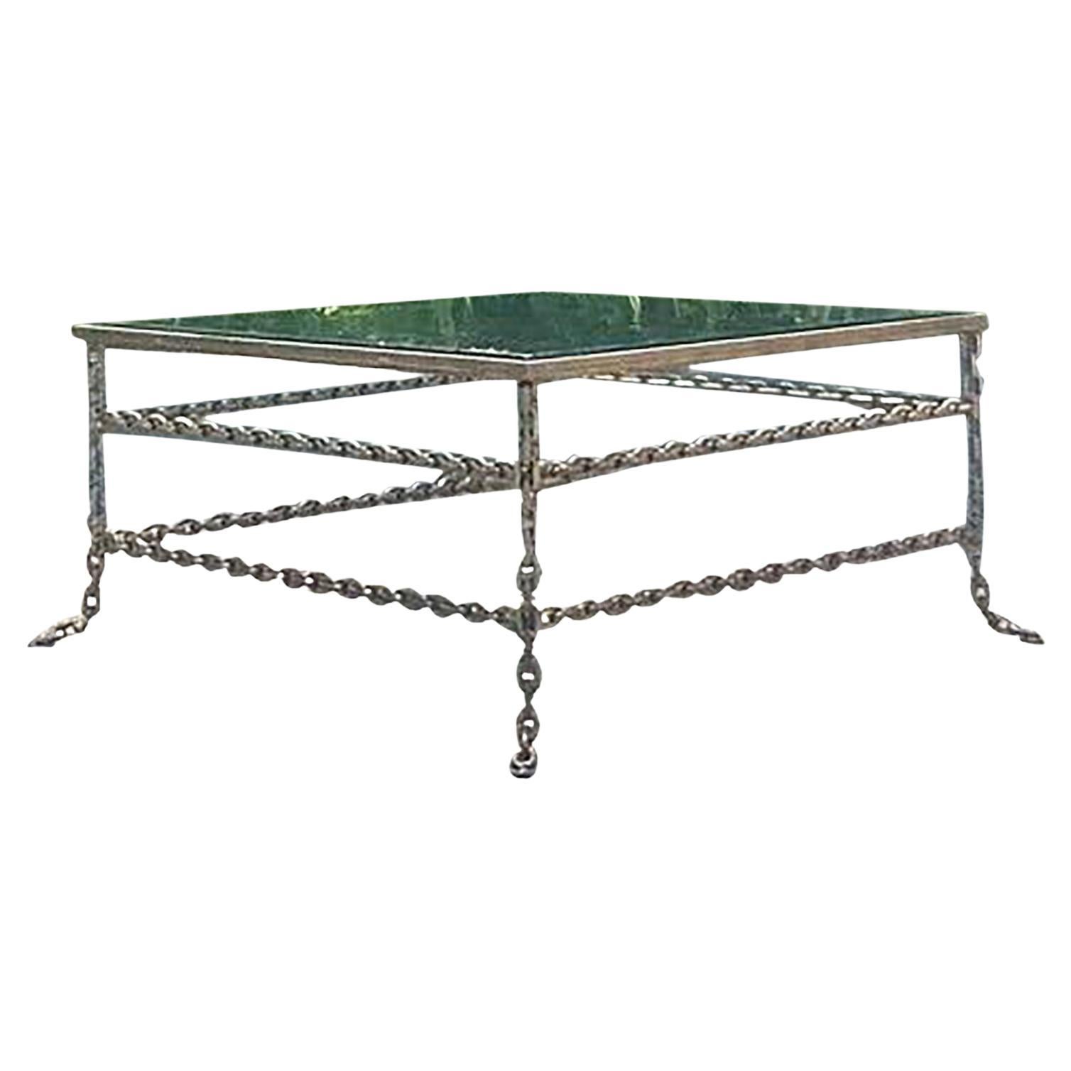 Vintage Boho Patinated Chain Coffee Table in vendita