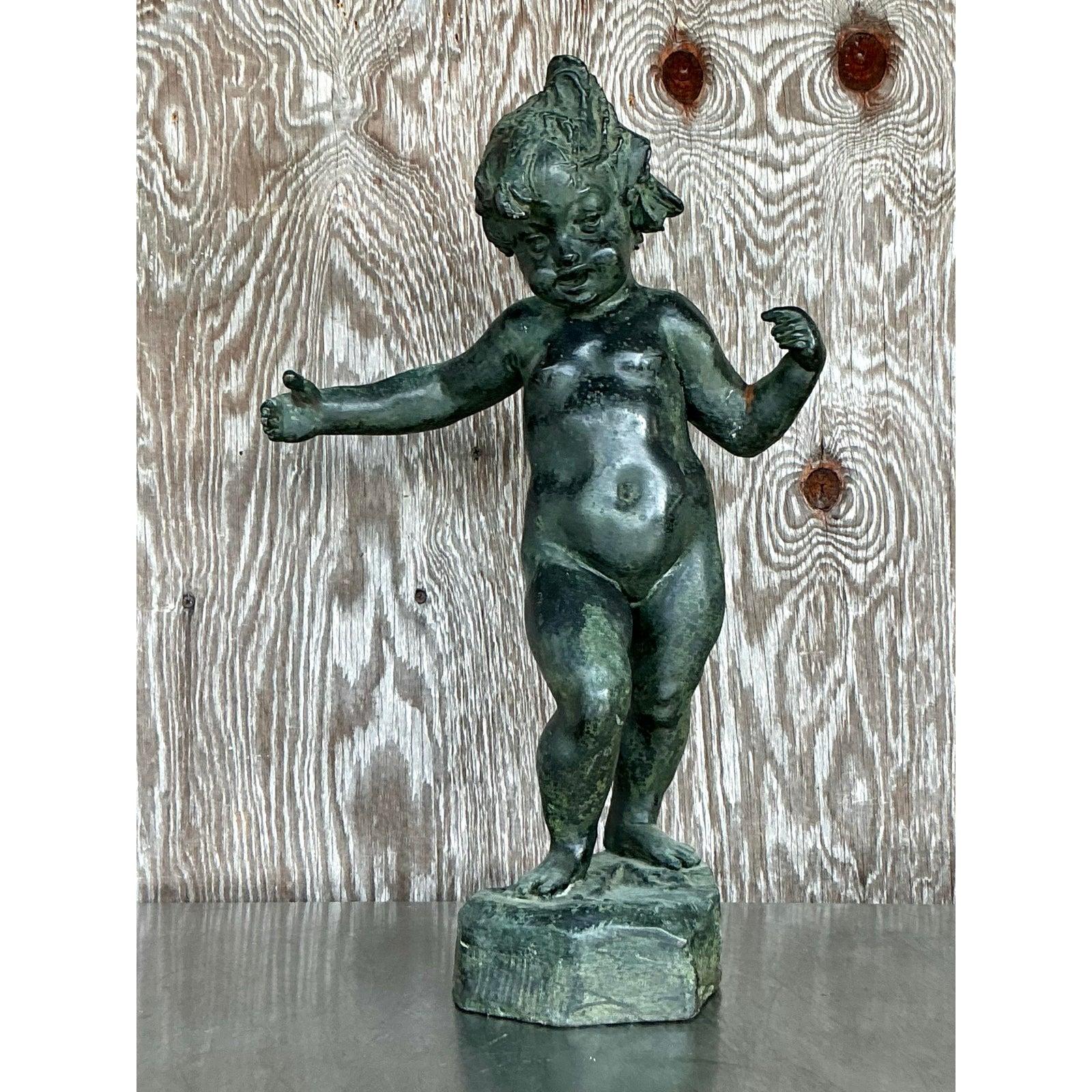 Rustico Cherubino patinato vintage Boho in vendita