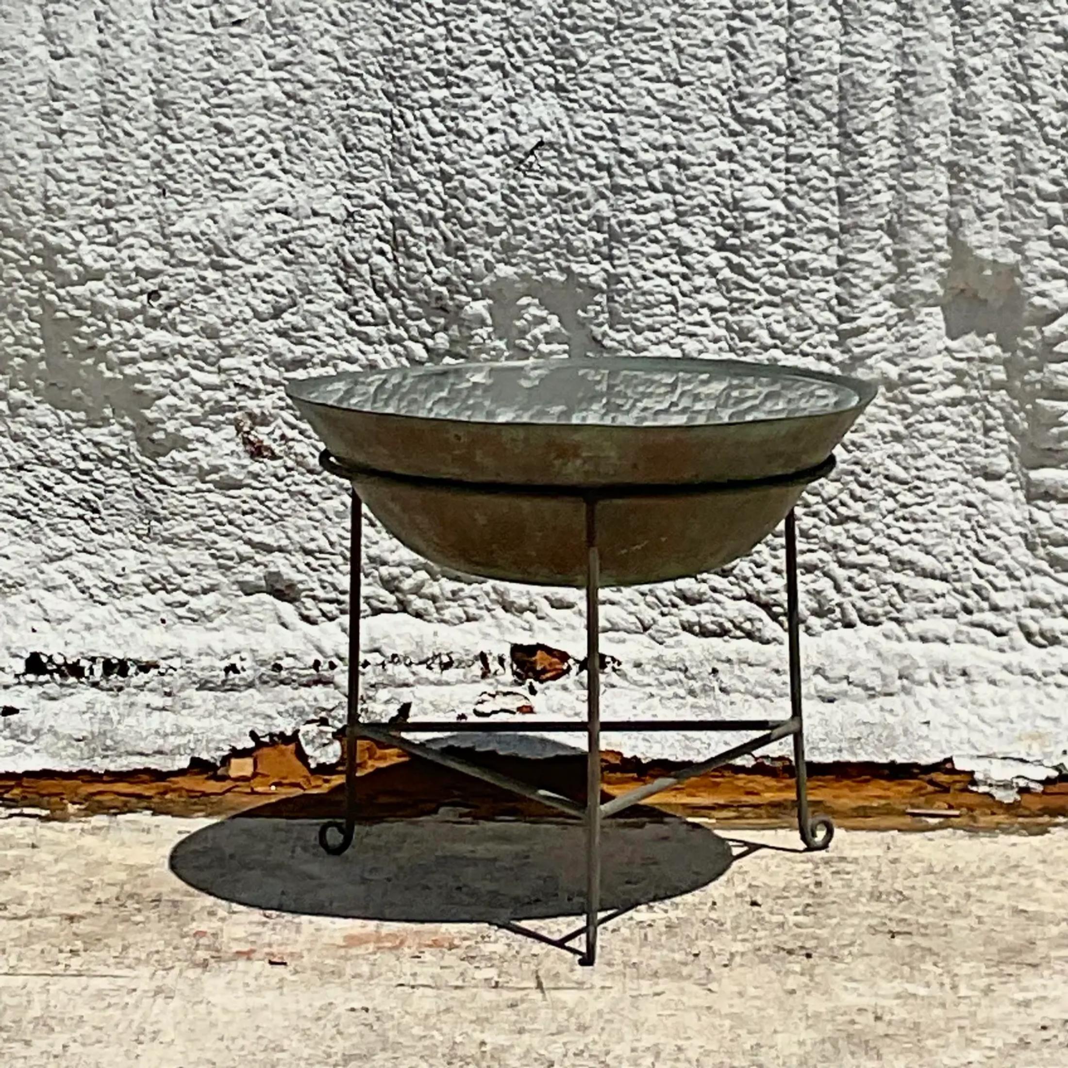 Vintage Boho Patinated Collectors Drum Table For Sale 4