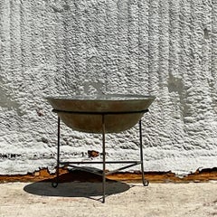Vintage Boho Patinated Collectors Drum Table
