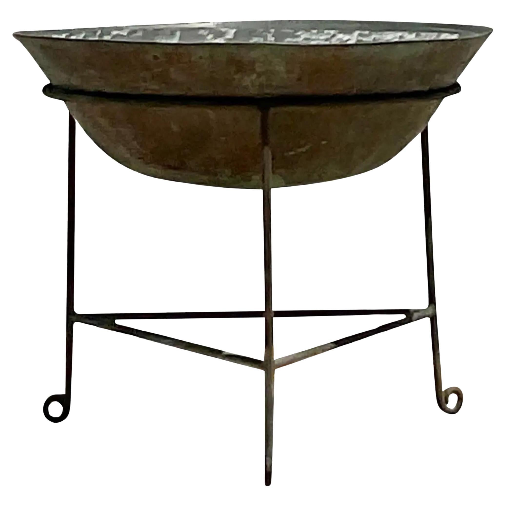 Vintage Boho Patinated Collectors Drum Table