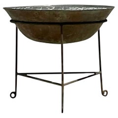 Used Boho Patinated Collectors Drum Table