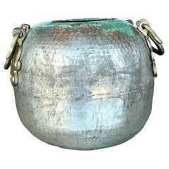 Vintage Boho Patinated Copper and Brass Vase
