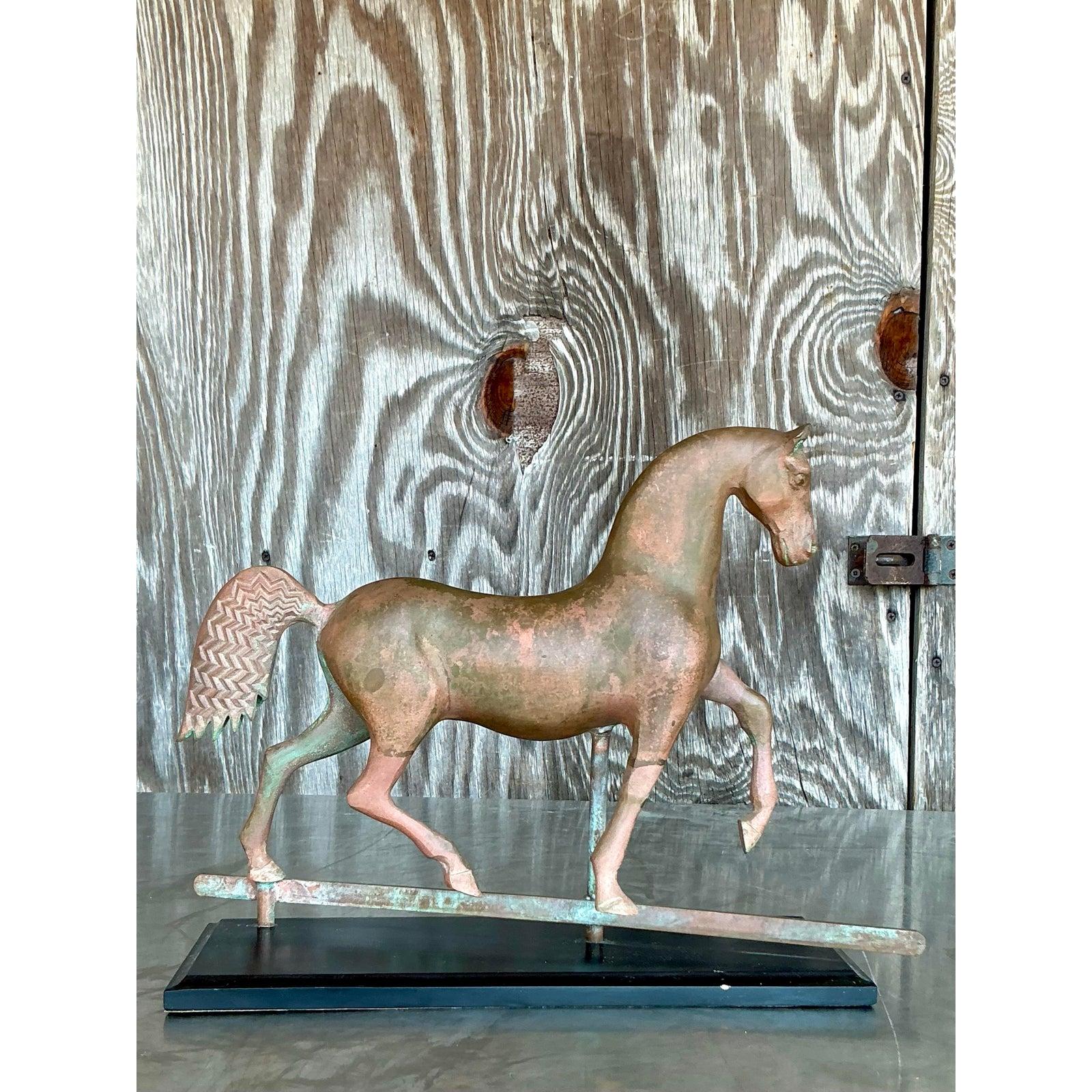 Arte popolare Banderuola per cavalli in rame patinato Vintage By in vendita