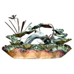 Fontaine de table vintage Boho en cuivre patiné Lily Pad