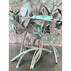 Vintage Boho Patinated Copper Mangrove Side Table