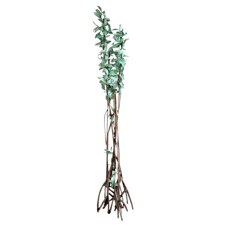 Vintage Boho Patinated Copper Tree Sculpture