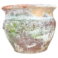 Vintage Boho Patinated Floral Band Terra Cotta Planter