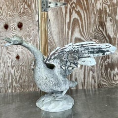 Statua d'oca in piombo patinato Vintage By