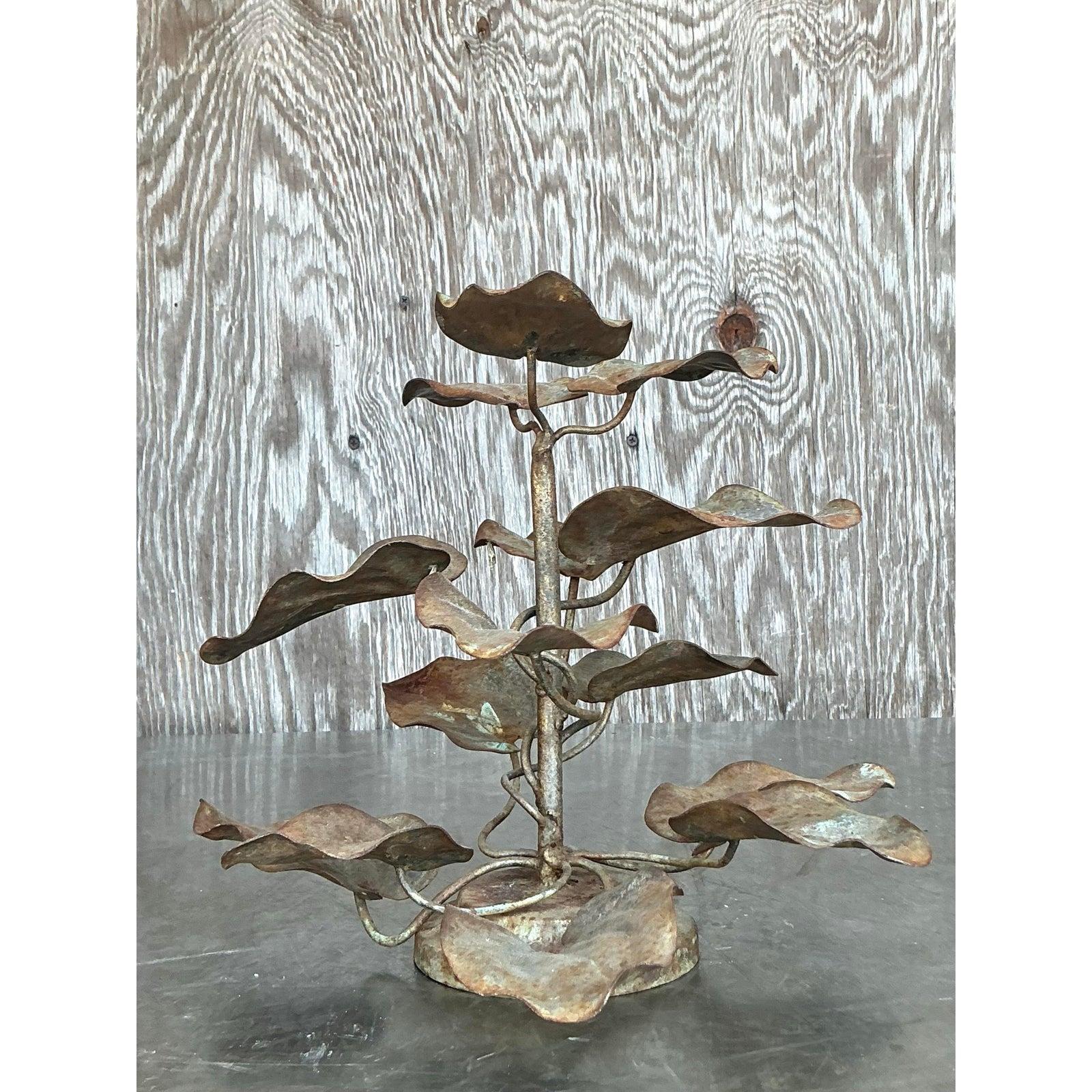 Fine XX secolo Albero di foglie patinate vintage Boho in vendita