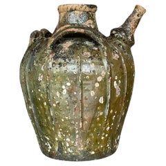 Vintage Boho Patinated Matte Glazed Ceramic Urn