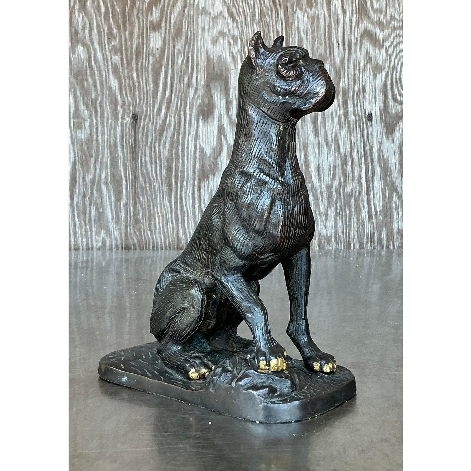 Vintage Boho Patinated Metal Dog For Sale 5