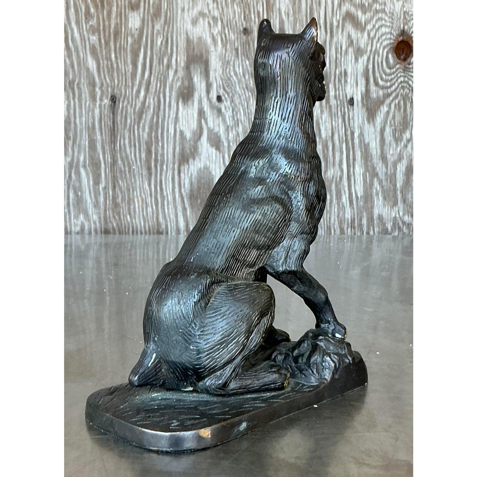 Vintage Boho Patinated Metal Dog For Sale 1