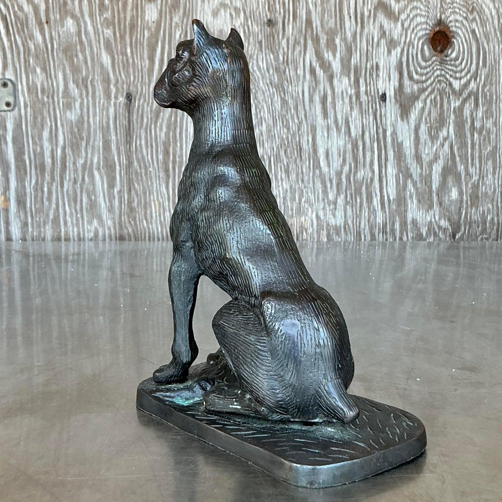 Vintage Boho Patinated Metal Dog For Sale 2