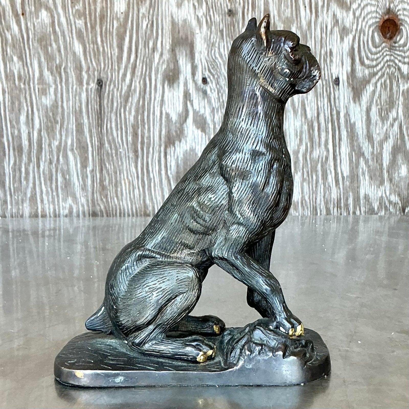Vintage Boho Patinated Metal Dog For Sale 4