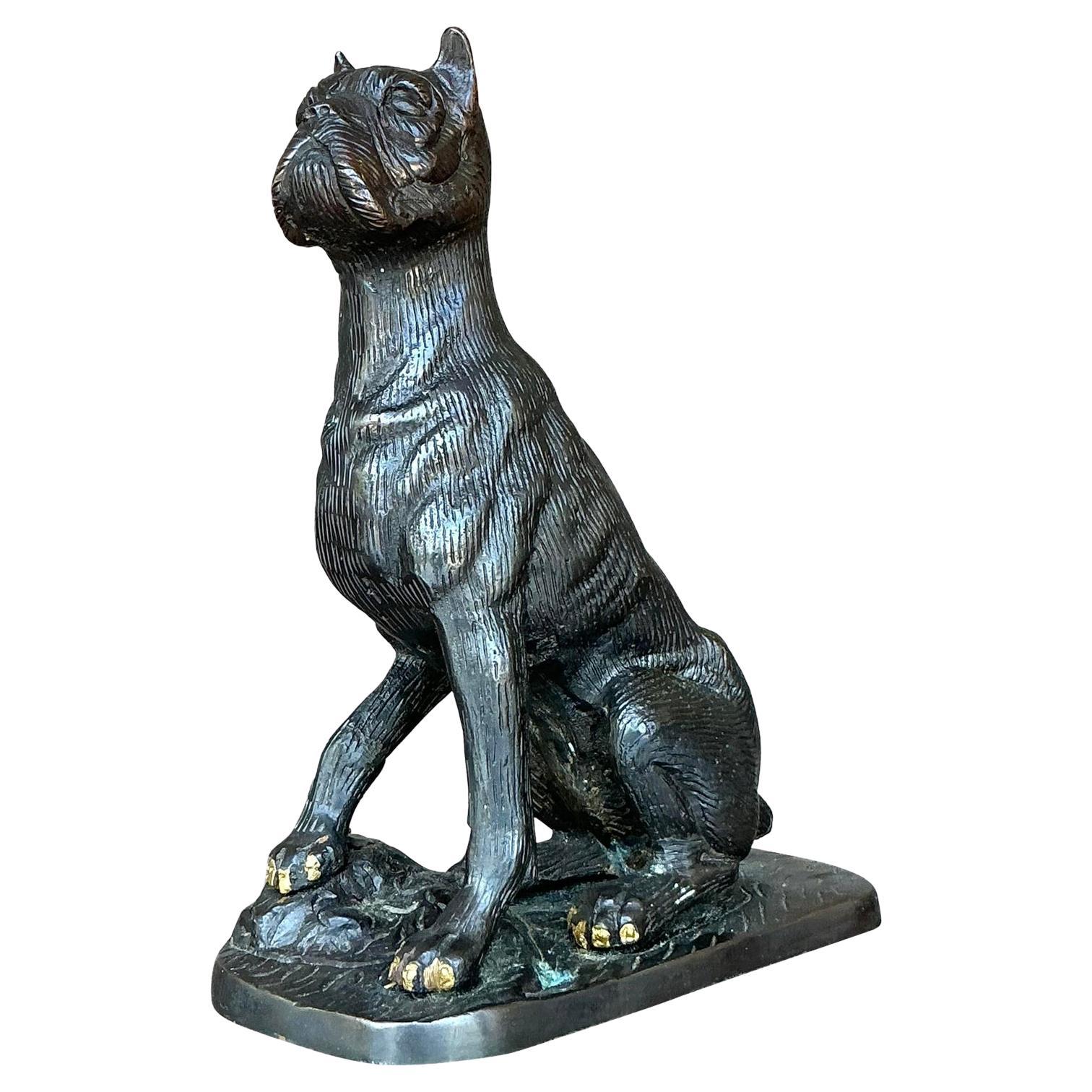 Vintage Boho Patinated Metal Dog