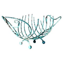 Vintage Boho Patinated Metal Fish Bowl
