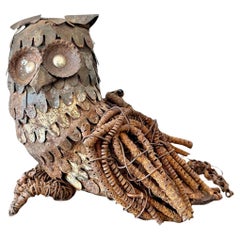 Escultura búho de metal patinado vintage boho