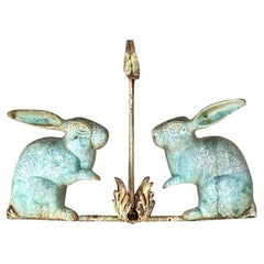 Vintage Boho Patinated Metal Rabbits Wall Votive