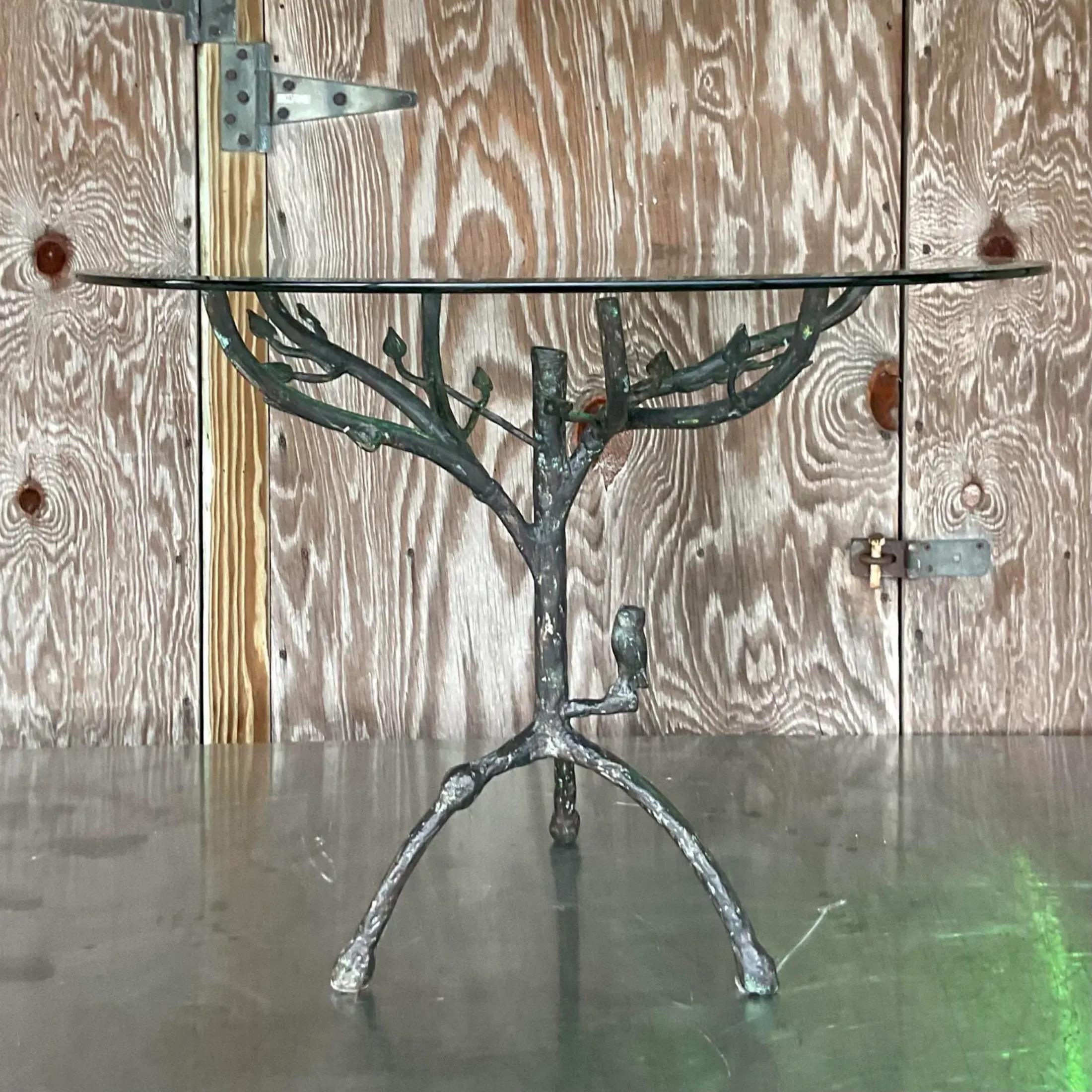Vintage Boho Patinated Metal Table After Giacometti 3