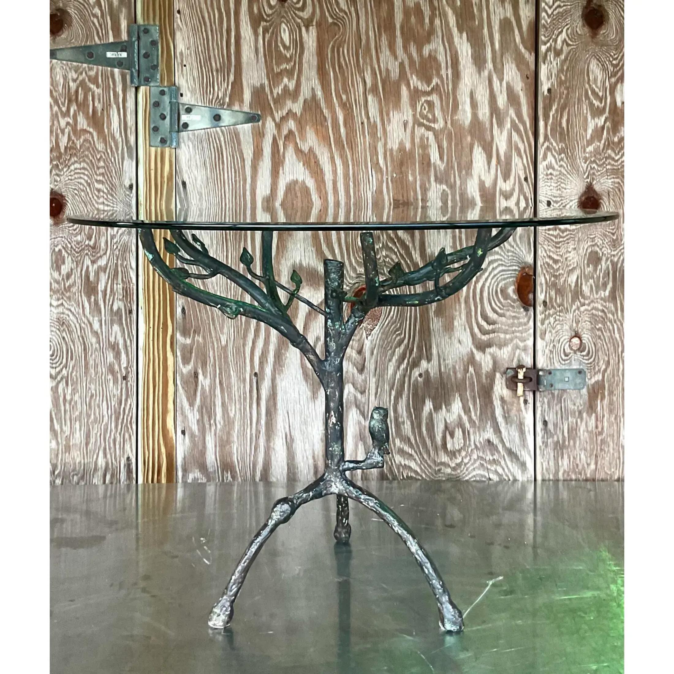 Bohemian Vintage Boho Patinated Metal Table After Giacometti