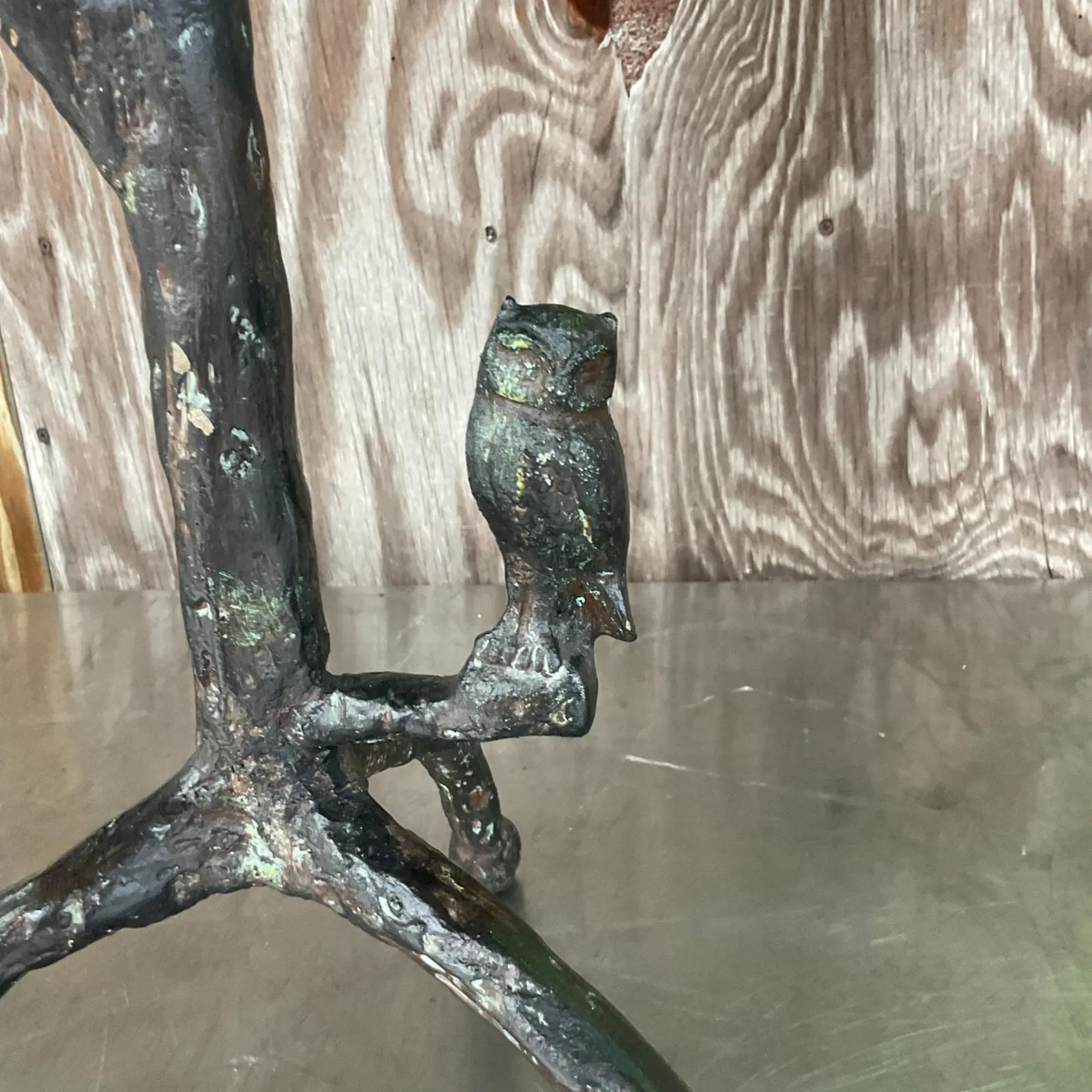 Vintage Boho Patinated Metal Table After Giacometti In Good Condition In west palm beach, FL