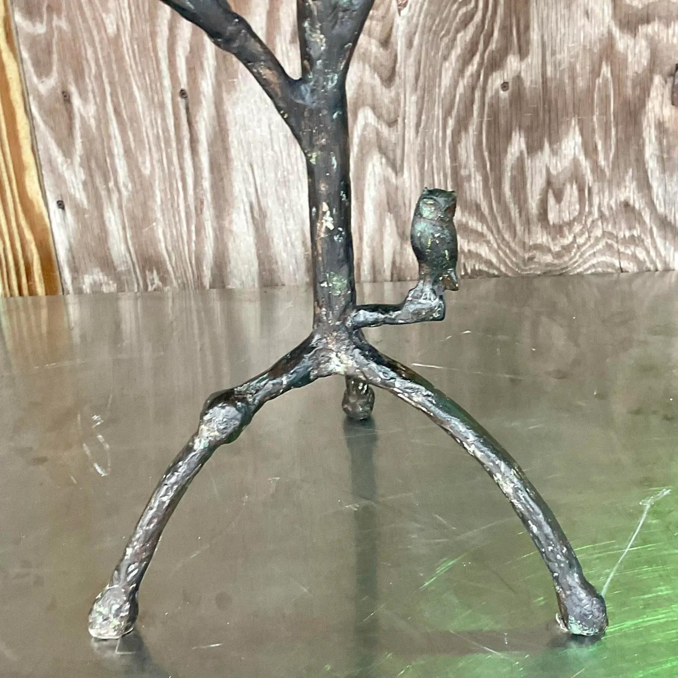 Aluminum Vintage Boho Patinated Metal Table After Giacometti